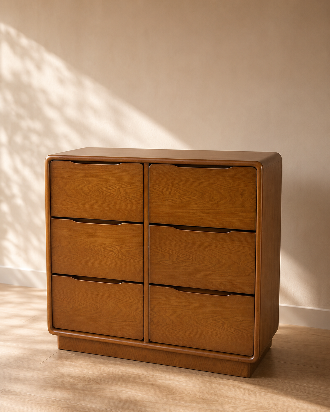 Walnut 6-Compartment Shoe Cabinet
