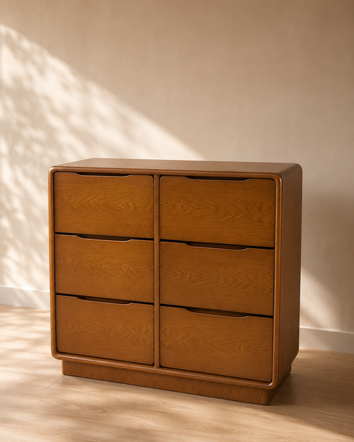 Walnut 6-Compartment Shoe Cabinet